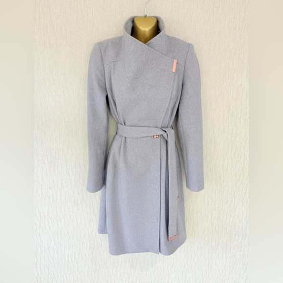 Ted Baker Jackets & Blazers - TED BAKER Grey Wool Cashmere Belted Coat size1 or Small